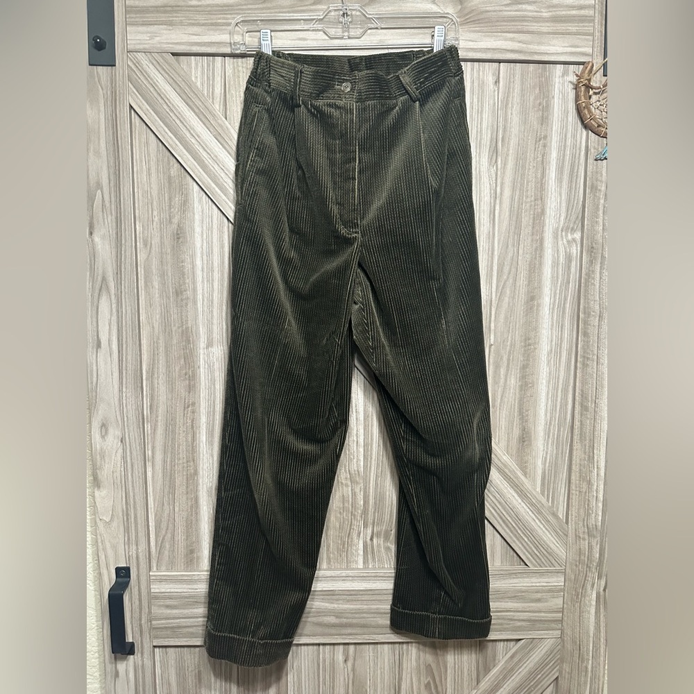 LL Bean 100% Cotton Dark Brown Corduroy Pants Size 10P Petite Wide Wale Classic